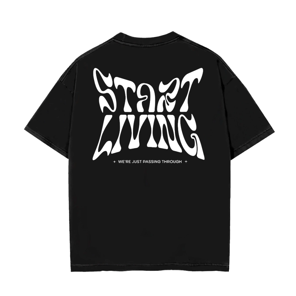 CAMISETA OVERSIZED '' START LIVING'' - PRETA