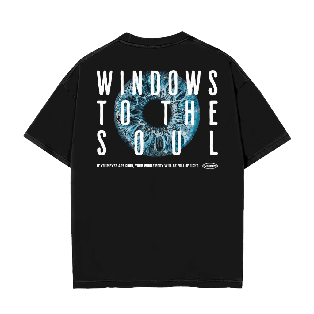 CAMISETA OVERSIZED ''WINDOWS TO THE SOUL'' - PRETA