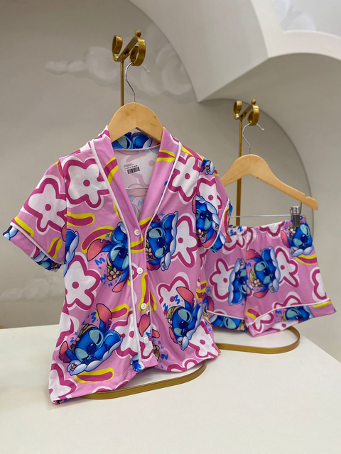 PIJAMA AMERICANO ESTAMPADO FEM STITCH SONECA