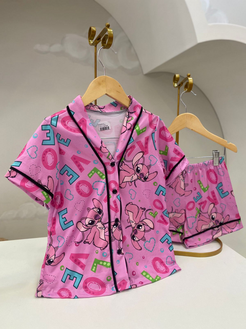 PIJAMA AMERICANO ESTAMPADO FEM STITCH ANGEL