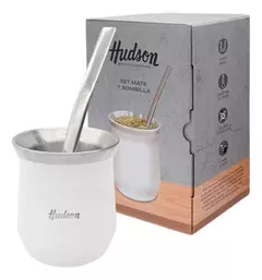 Mate Acero Inox Doble Pared Térmico Vaso Bombilla Hudson Hsk Color Blanco