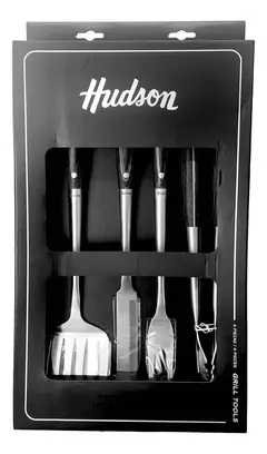Set Parrilla 4 Pzs Hudson Linea Bbq Acero Inox Cocina Asado - comprar online