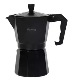 Cafetera Aluminio Hudson Black Estilo Italiana 6 Pocillos