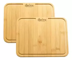 Set X2 Platos De Bambu Asado Rectangular Madera 21x26cm Hudson