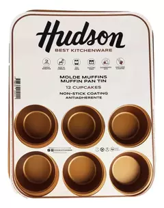 Molde Muffins X12 Cupcakes Hudson Antiadherente Horno Color Total Cobre