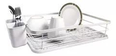 Secaplatos Escurridor Acero Hudson 1 Piso Bandeja Cocina Color Blanco Sp09