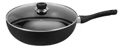 Wok Con Tapa Antiadherente Hudson Aluminio TEFLON 28 Cm Color Negro