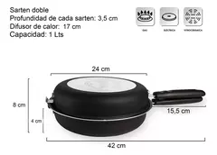 Sarten Doble 24 Cm Teflon Antiadherente Hudson CP-24 Tortilla Papa Color Negro - AMODO ORDEN