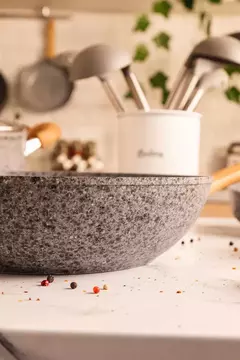 Wok Hudson Granito Stone Aluminio Forjado 28cm Antiadherente Color Gris - tienda online
