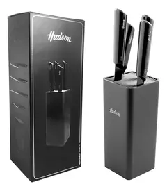 Hudson Design Set de 4 cuchillos negros de acero inoxidable 23x10cm