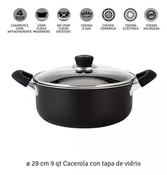 Cacerola Antiadherente Hudson 28 Cm Aluminio Color Negro - comprar online