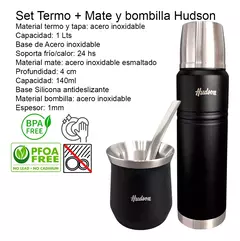 Set 3 Pzs Hudson Mate Vaso Con Bombilla + Termo 1 Lts Acero - comprar online