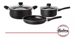 Batería De Cocina Hudson KitchenWare 09-10016N 5 Piezas Antiadherente Aluminio Color Negro Teflon - comprar online