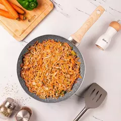 Wok Antiadherente Hudson 28 Cm Aluminio Color Gris Granito - comprar online