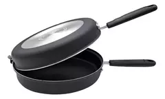 Sarten Doble 24 Cm Teflon Antiadherente Hudson CP-24 Tortilla Papa Color Negro - comprar online