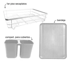 Secaplatos Escurridor Acero Hudson 1 Piso Bandeja Cocina Color Blanco Sp09 en internet
