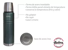 Termo Hudson Acero verde 1 Litro De Acero Inoxidable 24hs - AMODO ORDEN