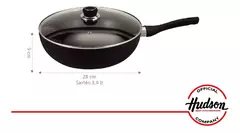 Wok Con Tapa Antiadherente Hudson Aluminio TEFLON 28 Cm Color Negro - AMODO ORDEN