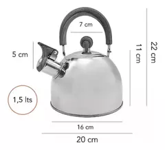 Pava Acero Inoxidable 1,5lts Pico Silbador Mango Madera Color Marrón - AMODO ORDEN
