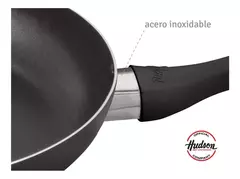 Wok Con Tapa Antiadherente Hudson Aluminio Teflon 32 Cm Color Negro - tienda online