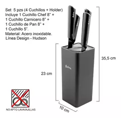 Imagen de Hudson Design Set de 4 cuchillos negros de acero inoxidable 23x10cm
