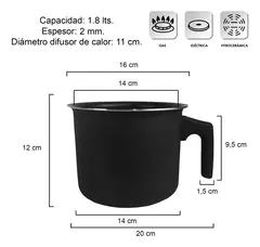 Jarro Hervidor Hudson 14 Cm Antiadherente Color Negro - tienda online