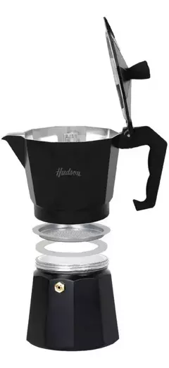 Imagen de Cafetera Aluminio Hudson Negra 9 Tazas Cafe Full Black