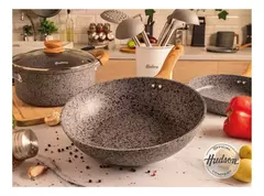 Wok Hudson Granito Stone Aluminio Forjado 28cm Antiadherente Color Gris - comprar online