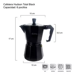 Cafetera Aluminio Hudson Black Estilo Italiana 6 Pocillos en internet