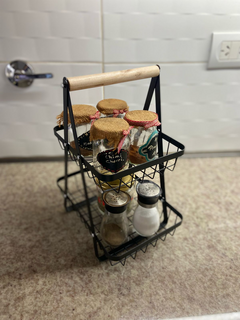 Organizador de Cocina de dos niveles , mango de madera. - AMODO ORDEN