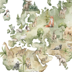 Mapamundi animales acuarela en internet