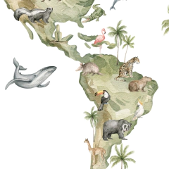 Mapamundi animales acuarela - om