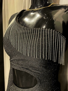 Vestido Curto com Cortes Laterais Brilho e Franjas - comprar online