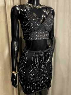 Conjunto Top e Saia Strass Brilho