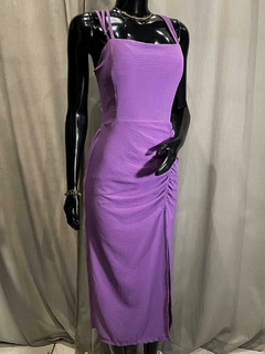 Vestido Midi com Fenda Ajuste Trançado