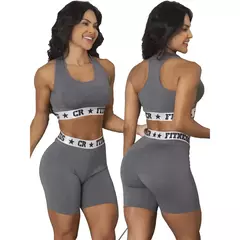 Kit 2 Conjuntos Academia Top e Short Elastico Exposto Feminino - loja online