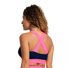 Top Neon Marinho Com Pink Massam Fitness