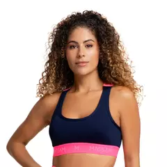 Top Neon Marinho Com Pink Massam Fitness