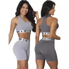 Kit 2 Conjuntos Academia Top e Short Elastico Exposto Feminino - comprar online