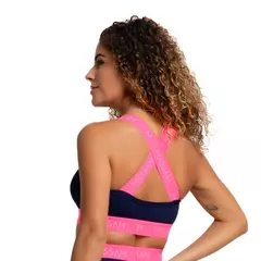 Top Neon Marinho Com Pink Massam Fitness - loja online