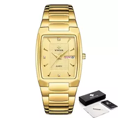 Relógios Masculinos de Luxo, Quartzo Dourado, Aço Inoxidável, WWOOR - comprar online