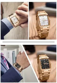 Imagem do Relógios Masculinos de Luxo, Quartzo Dourado, Aço Inoxidável, WWOOR