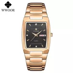 Relógios Masculinos de Luxo, Quartzo Dourado, Aço Inoxidável, WWOOR - comprar online
