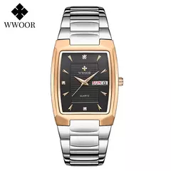Imagem do Relógios Masculinos de Luxo, Quartzo Dourado, Aço Inoxidável, WWOOR