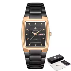Imagem do Relógios Masculinos de Luxo, Quartzo Dourado, Aço Inoxidável, WWOOR