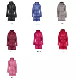 Casaco leve e comprido para baixo feminino, casaco puffer portátil, capuz remov - comprar online
