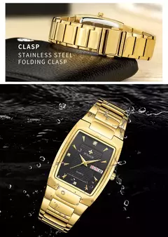 Relógios Masculinos de Luxo, Quartzo Dourado, Aço Inoxidável, WWOOR - loja online