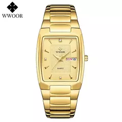 Relógios Masculinos de Luxo, Quartzo Dourado, Aço Inoxidável, WWOOR na internet