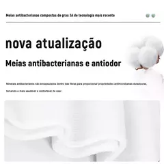 6 Pares, Meias Antibacterianas Masculinas 100% Algodão, Casuais de Negócios, L