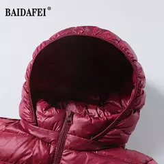 Casaco leve e comprido para baixo feminino, casaco puffer portátil, capuz remov - comprar online